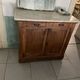 Antique sideboard chest of drawers in oak wood and marble top