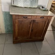 Buffet ancien commode en bois chêne et plateau marbre