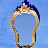 Small wall mirror in gilded painted wood - baroque mirror - 1960s