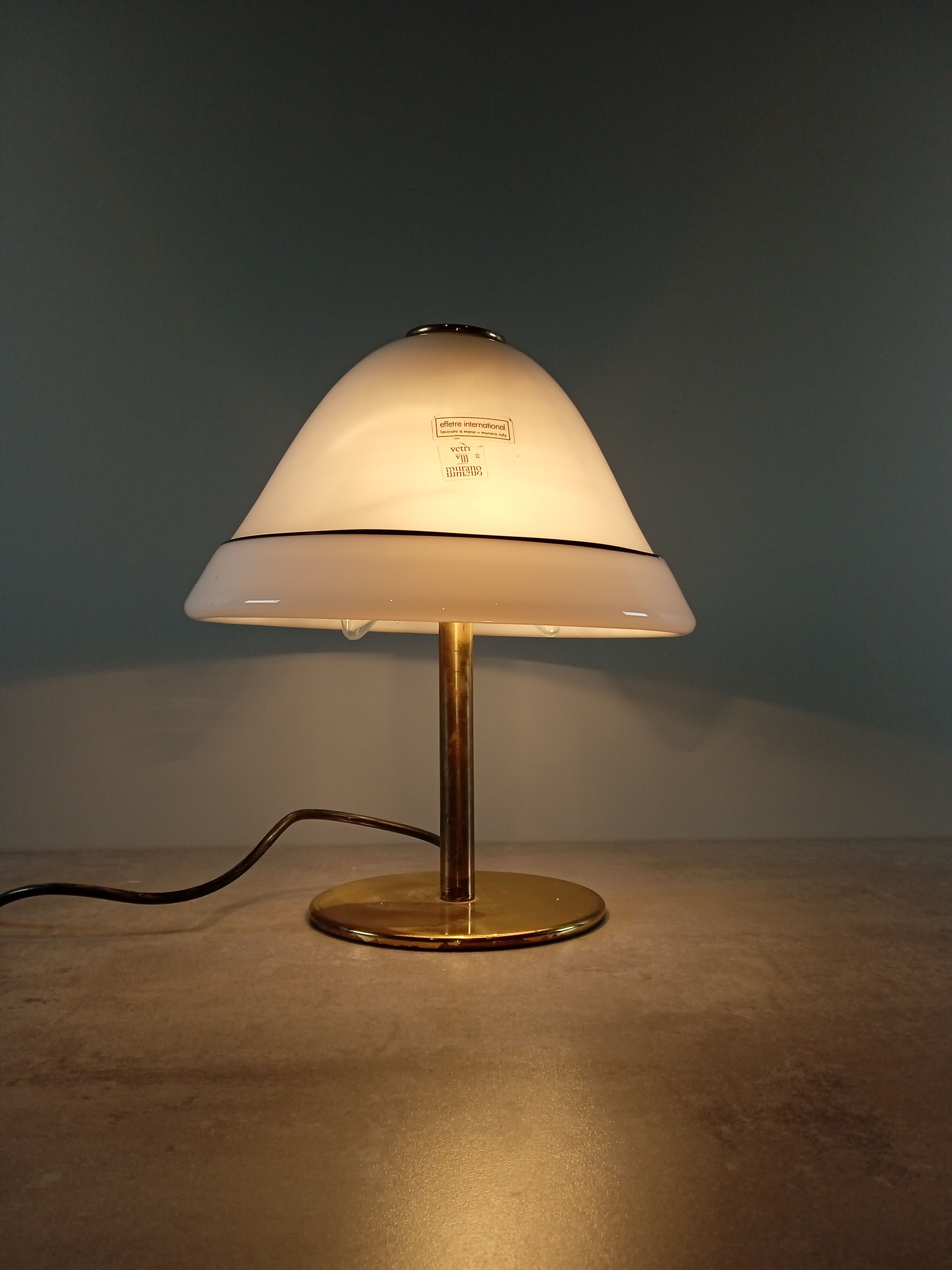 Vintage desk lamp murano international efferte glass and brass design