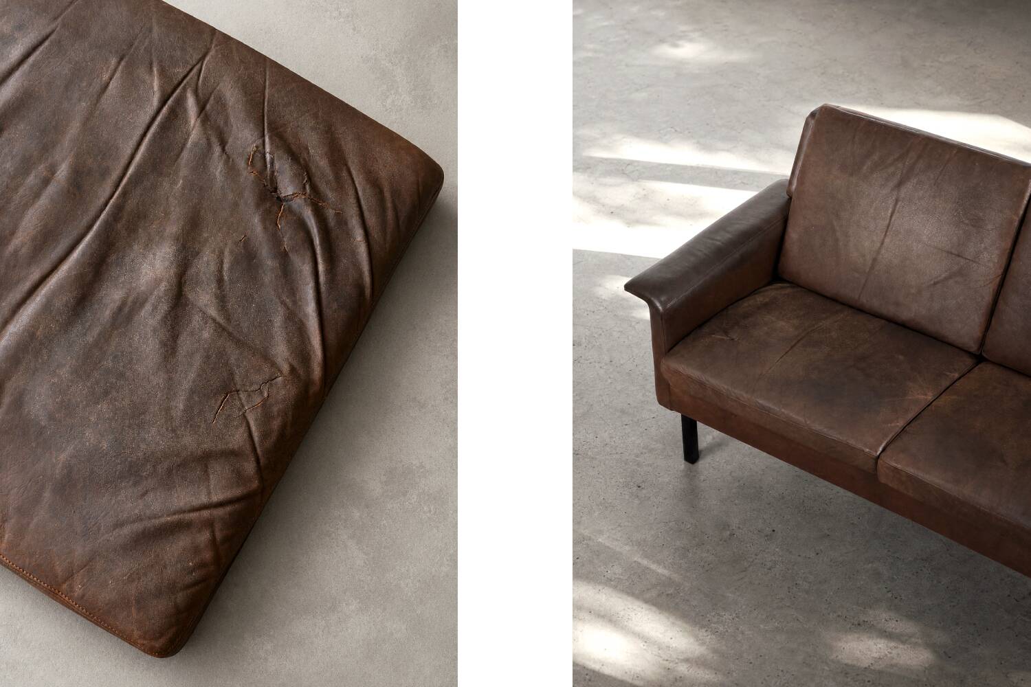 Mid-Century Danish Modern 2-Seater Brown Leather Sofa 3330 by  Arne Vodder