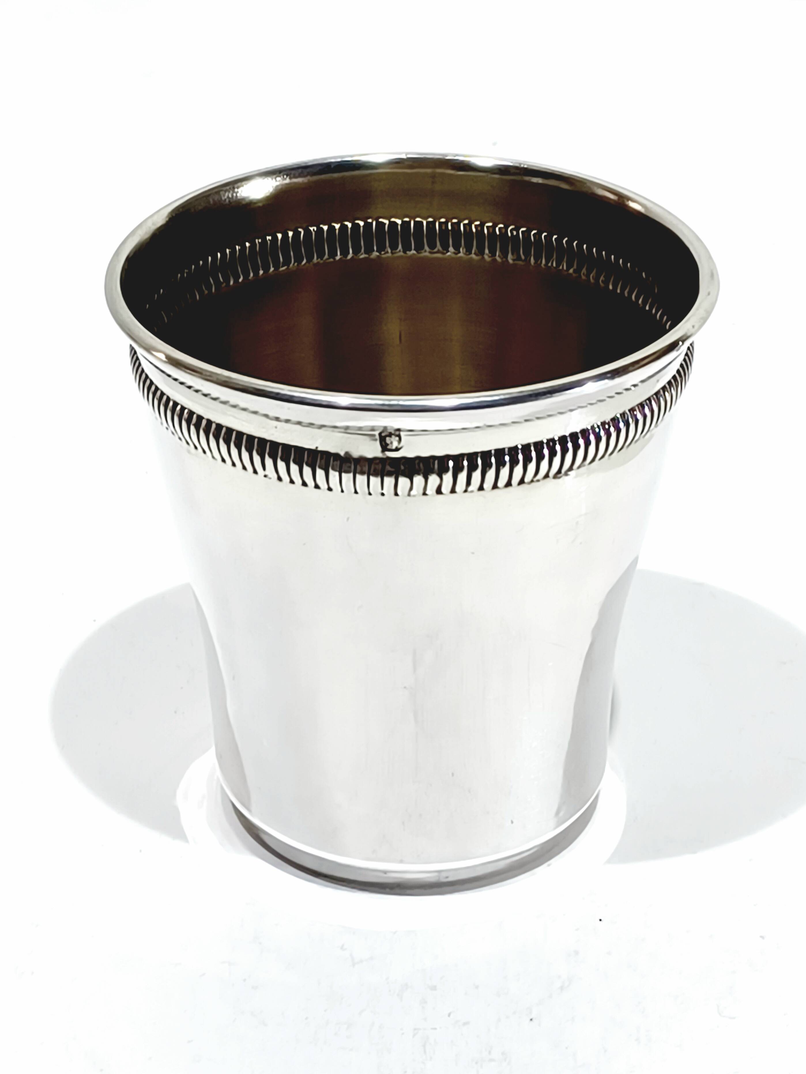 Solid silver cup with gadroon motif