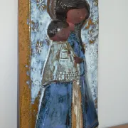 Enamel plaque Virgin with Child Perignem