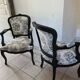 Armchairs Louis XV black woodwork lined with junggle fabrics