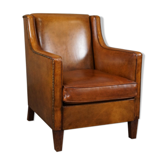 Fauteuil de charme moderne en cuir de mouton