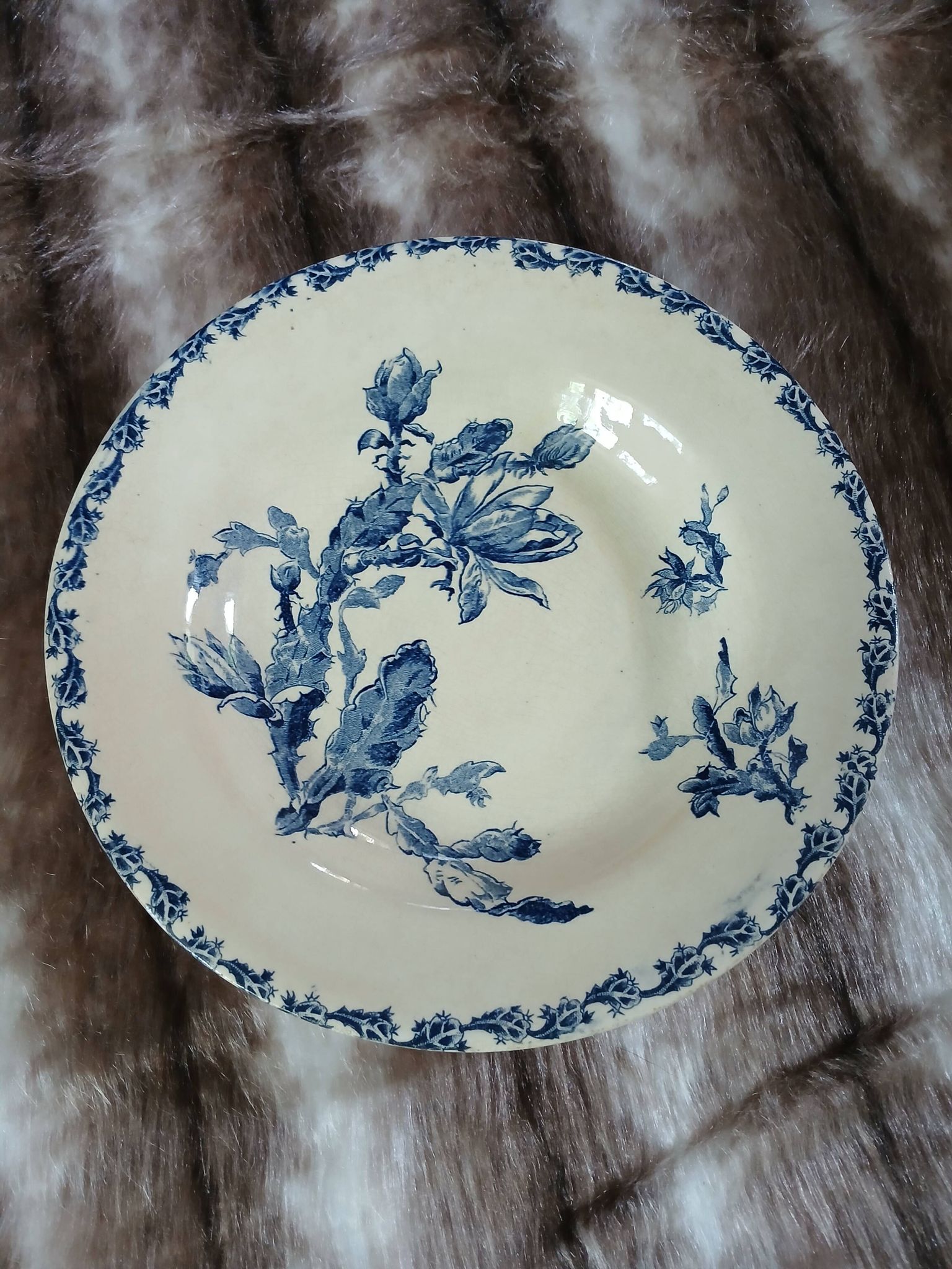 6 mismatched vintage deep plates in ironstone