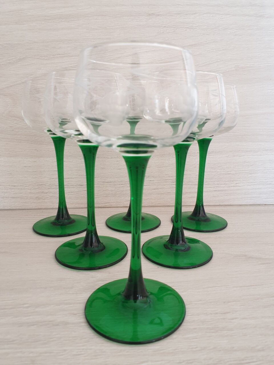 Set of 6 chiseled Alsace glasses