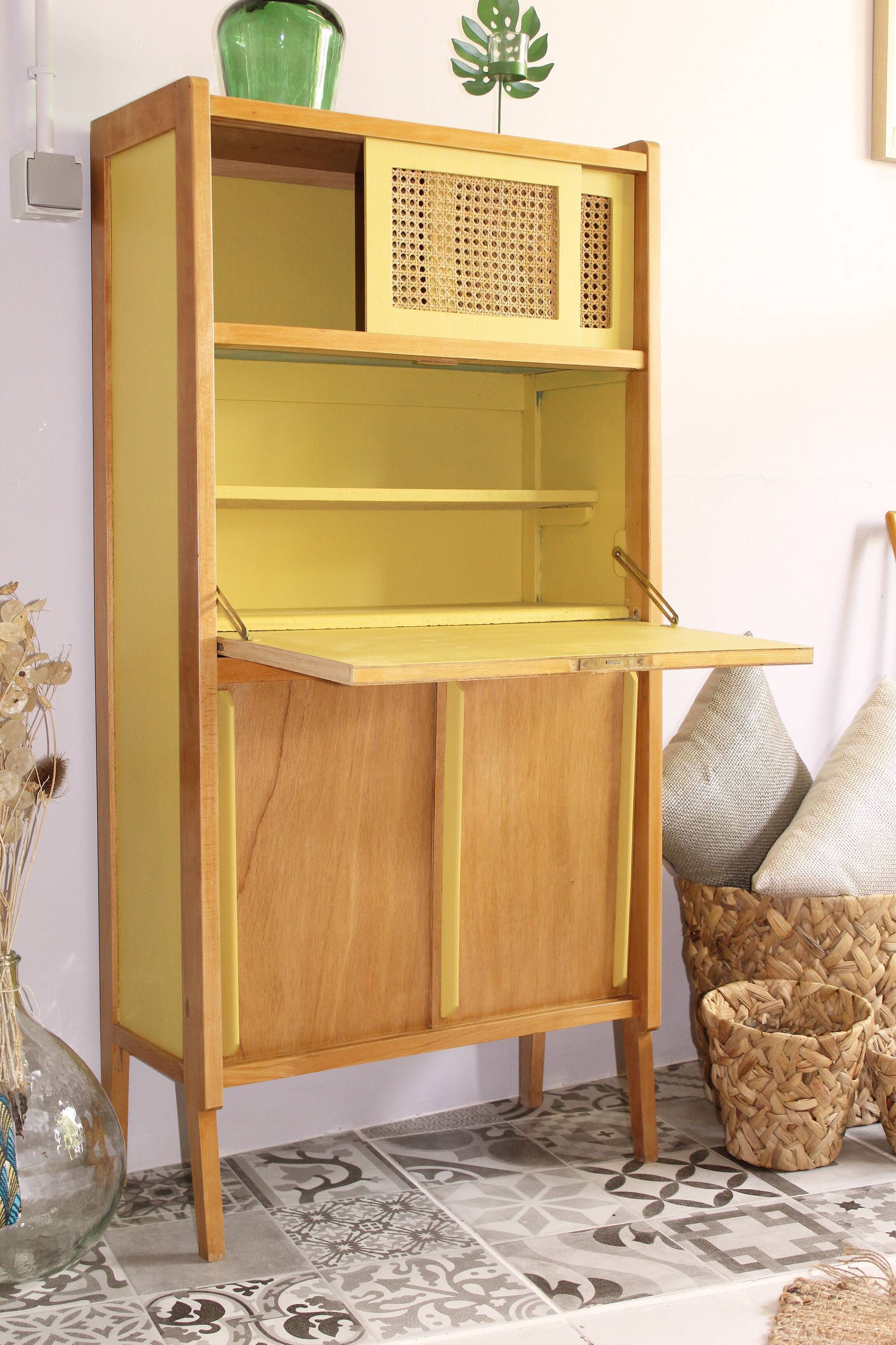 Vintage writing desk with canning doors
