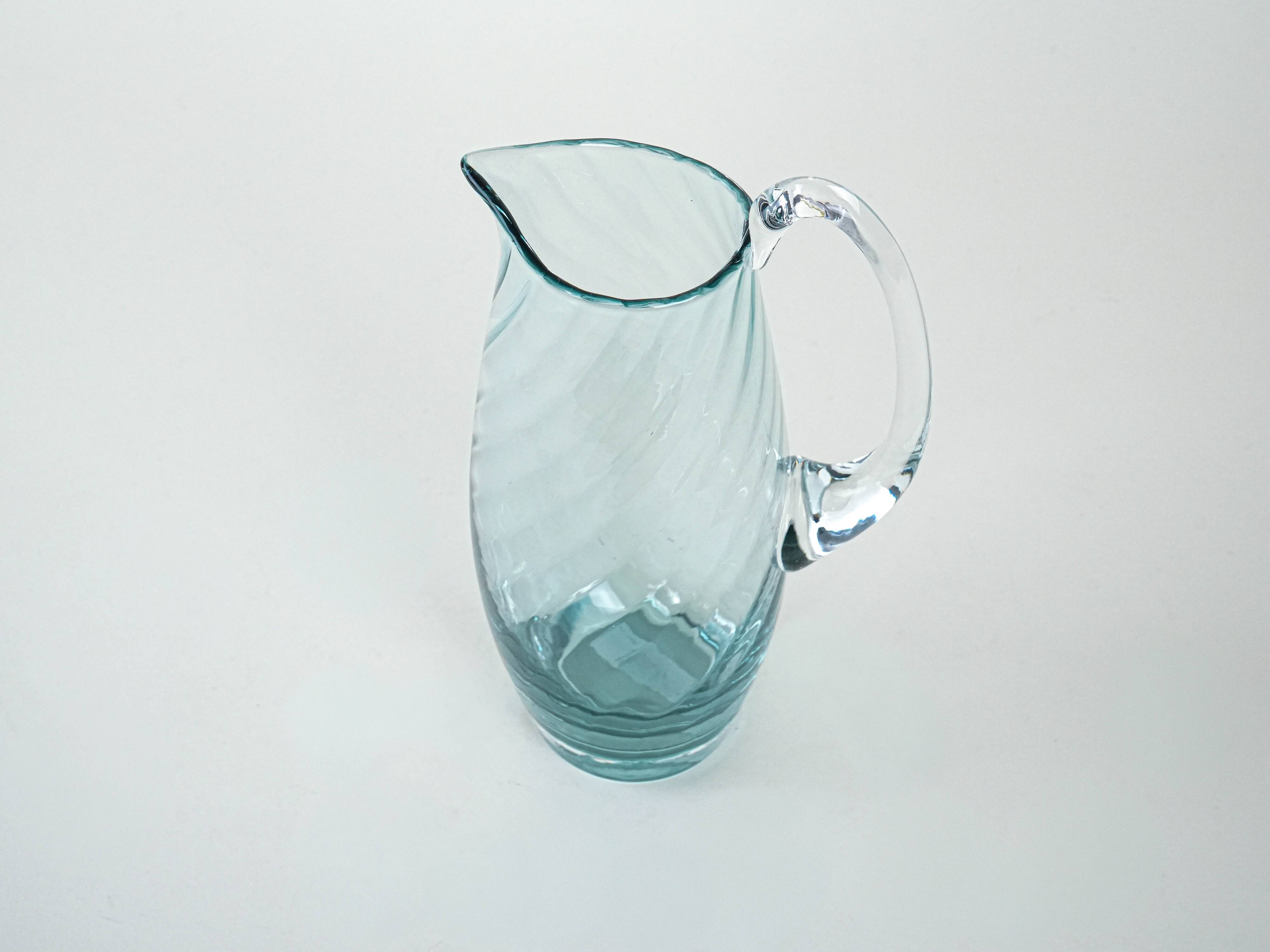 Glass jug, Italian design, 1970s, made in Italy