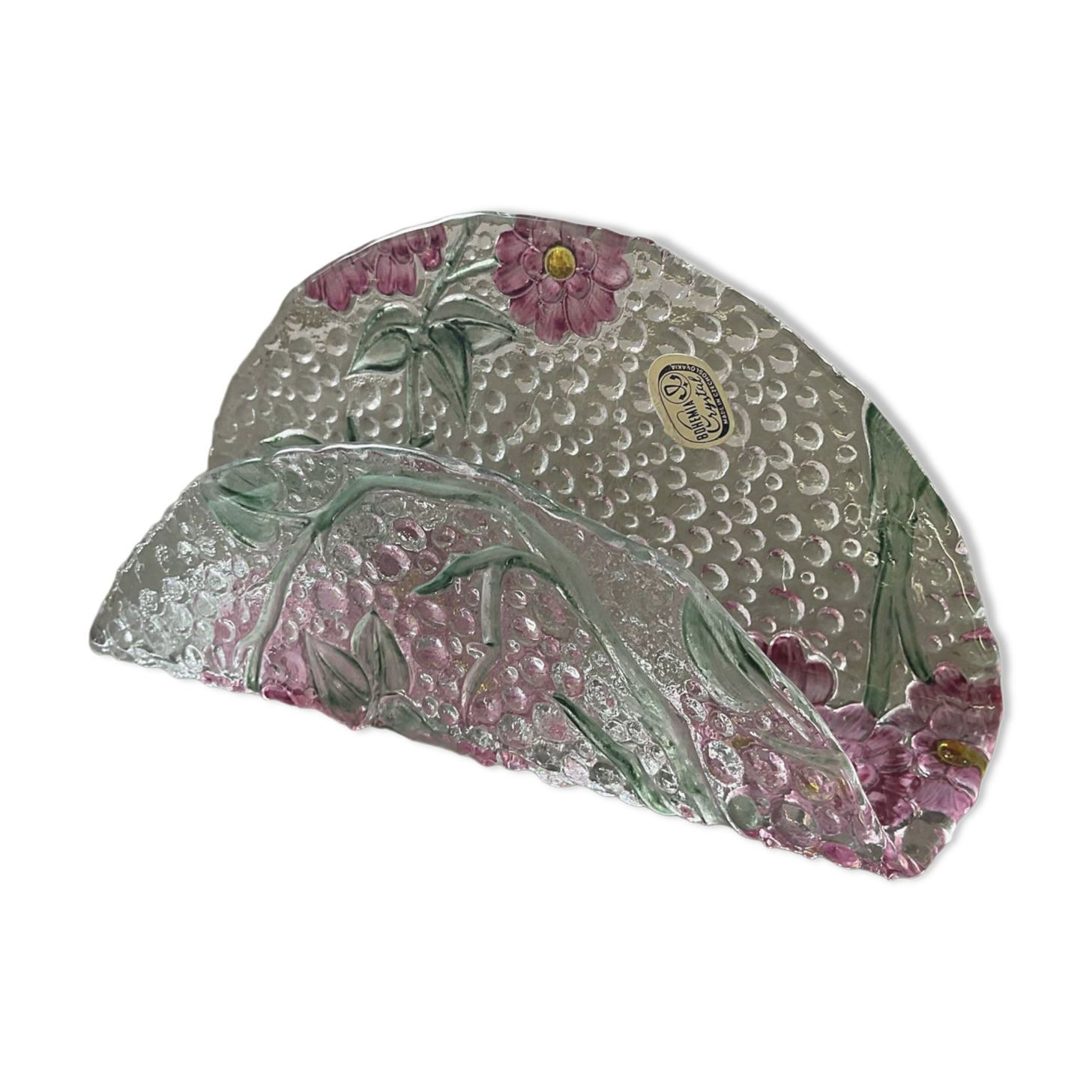 Vintage bohemian crystal mail holder Czechoslovakia