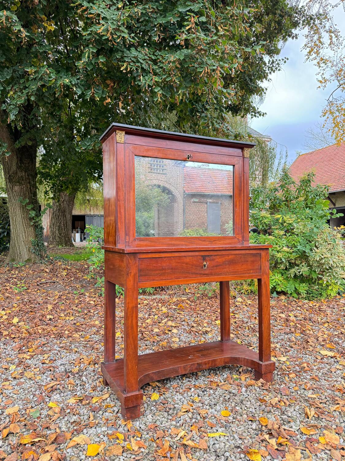 Bonheur Du Jour in Mahogany from the Empire Period, Early 19th Century