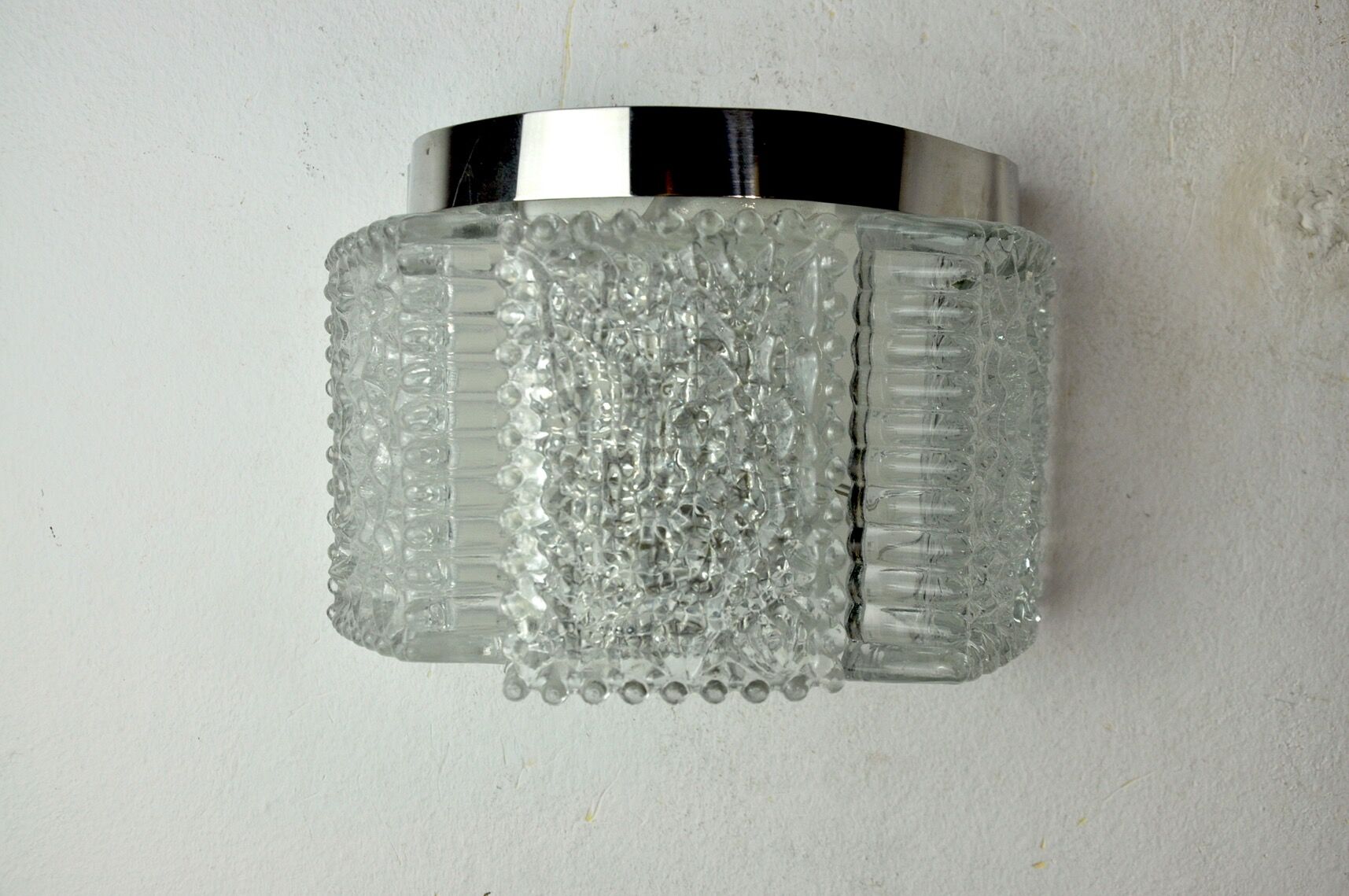 Wall lamp by Kaiser Leuchten in frosted glass Germany 1960