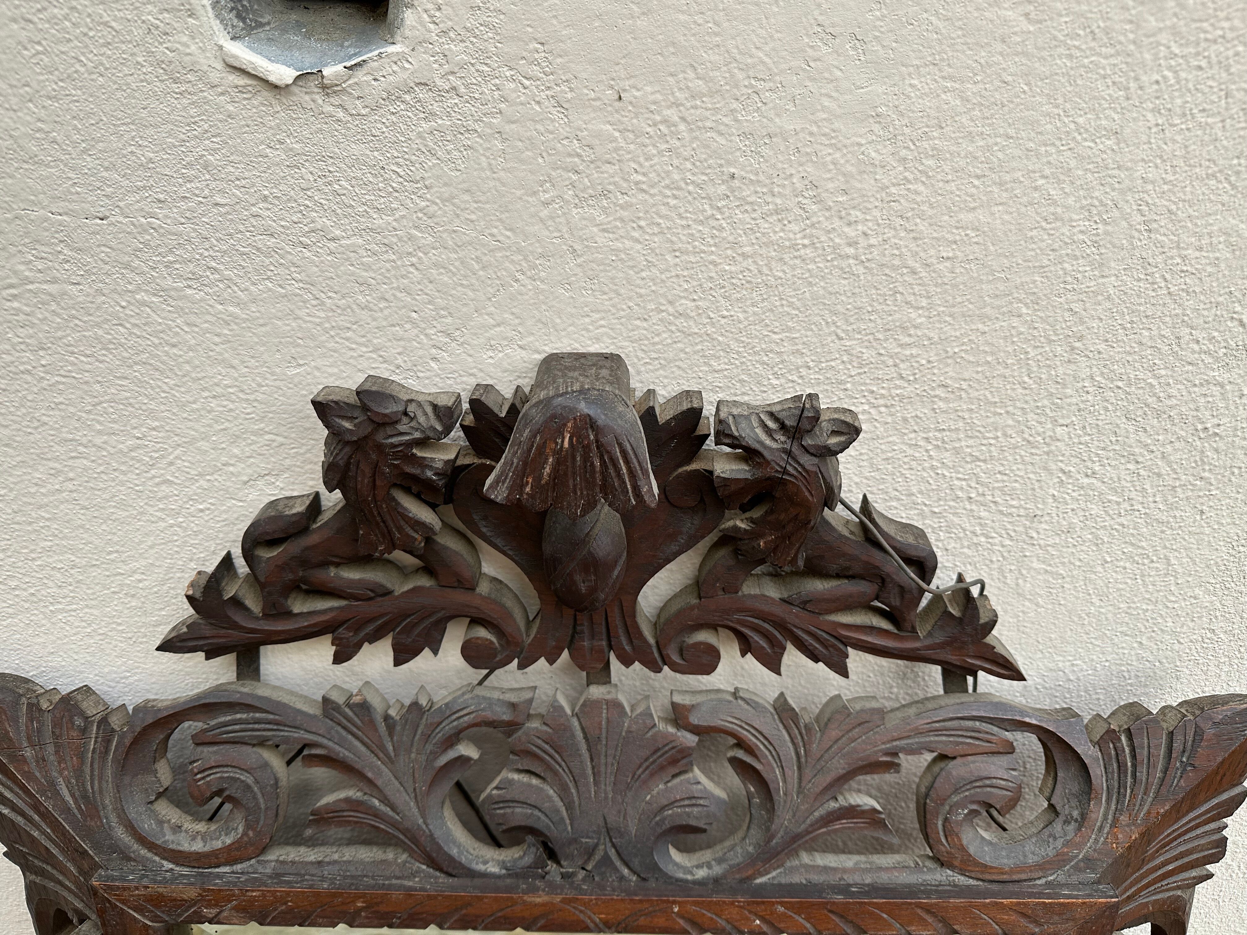 Carved wooden mirror - beveled ice - early twentieth century