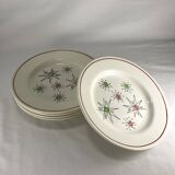 1950s Vintage French Gien Set of 5 Dessert Plates with Comets pattern