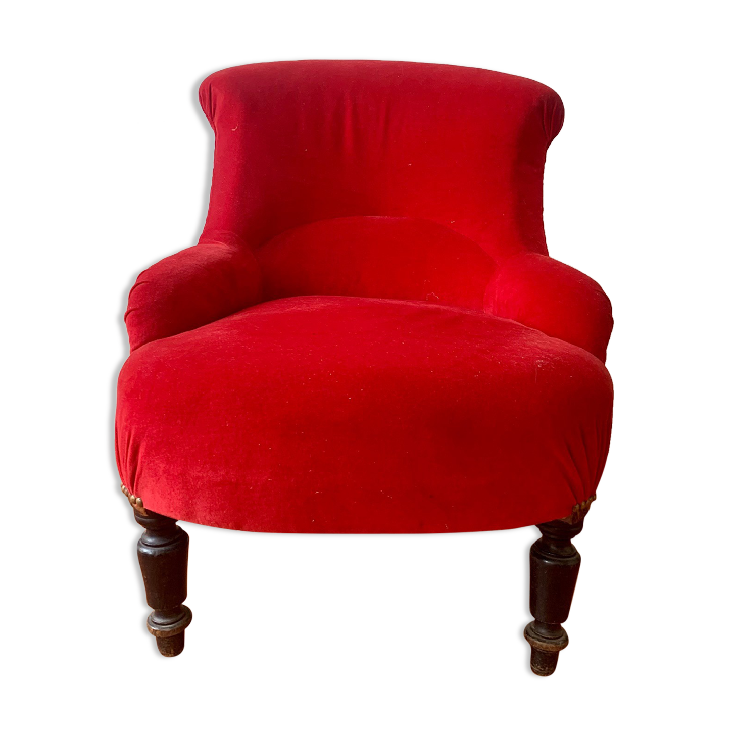 Petit salon crapaud Napoléon III, velours rouge
