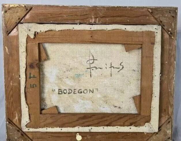 20th Century French Fruit and Pitcher Tabletop Still Life Oil Painting