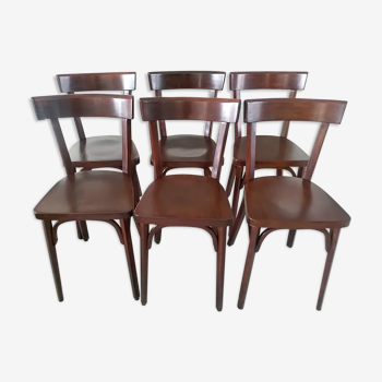 Suite de 6 chaises de bistrot Baumann 1960