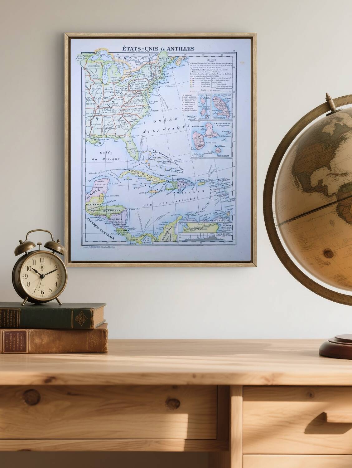 United States and West Indies, Vintage Map, 1895, Authentic.