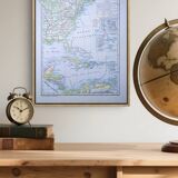 United States and West Indies, Vintage Map, 1895, Authentic.