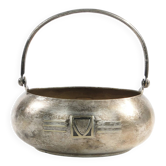 Art Deco sugar bowl, silver-plated brass, Henneberg Brothers, Poland, 1920s