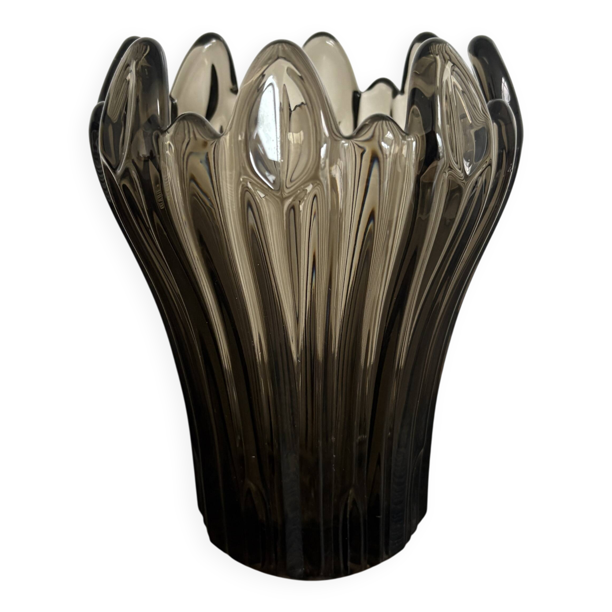 Vintage Schneider Fumé Crystal Vase - 1960s