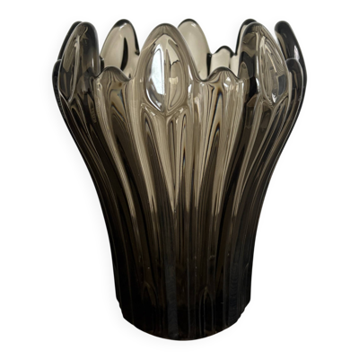 Vase Vintage Schneider Cristal Fumé - Années 60