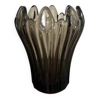 Vintage Schneider Fumé Crystal Vase - 1960s