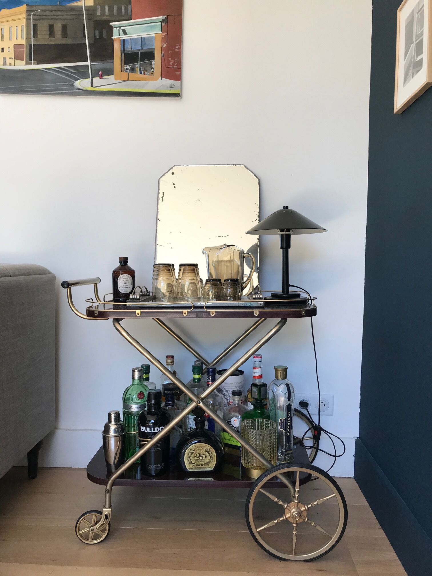 Old octagonal beveled mirror