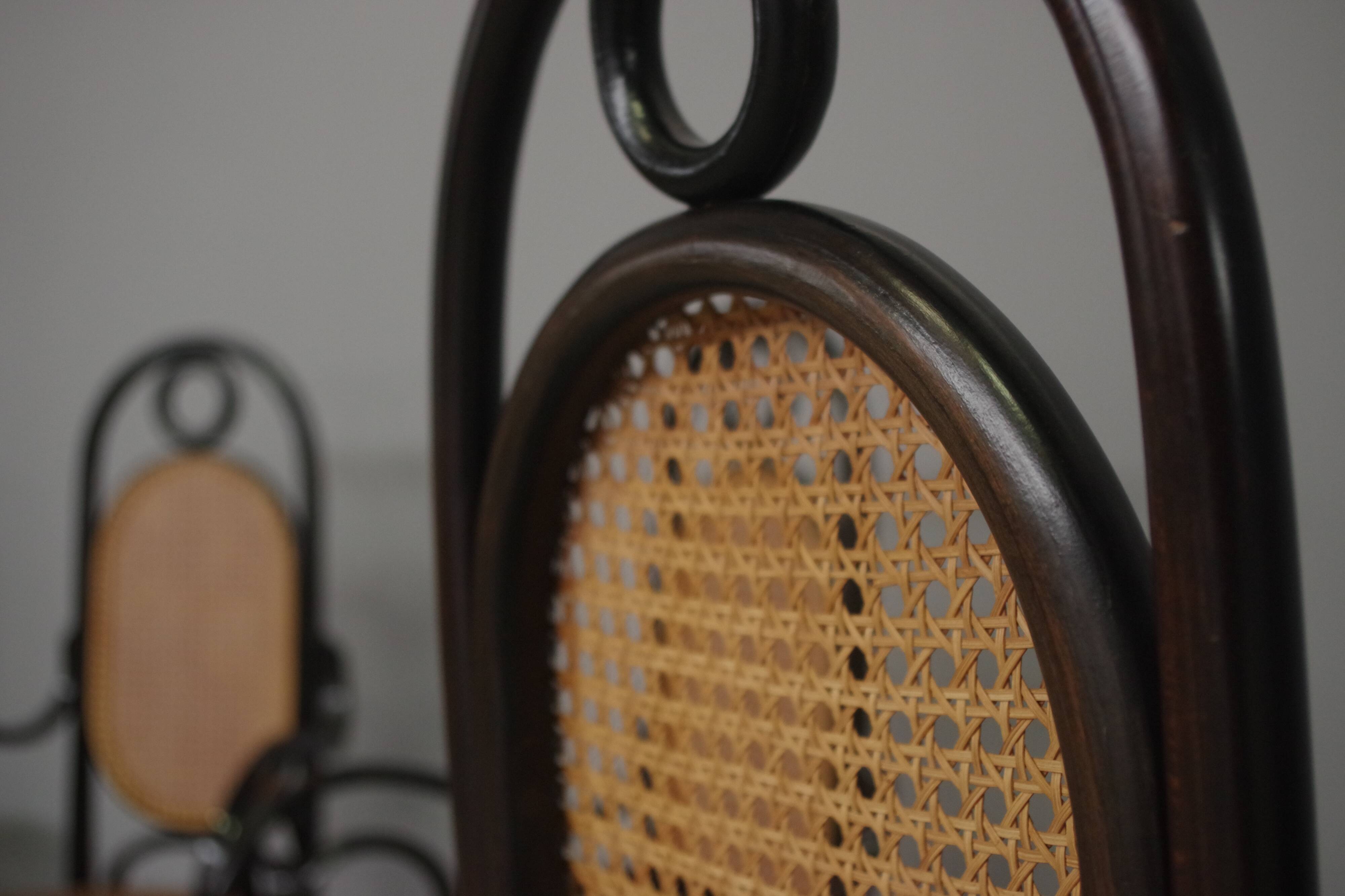 Chairs in bent beech and vienna straw, 1980