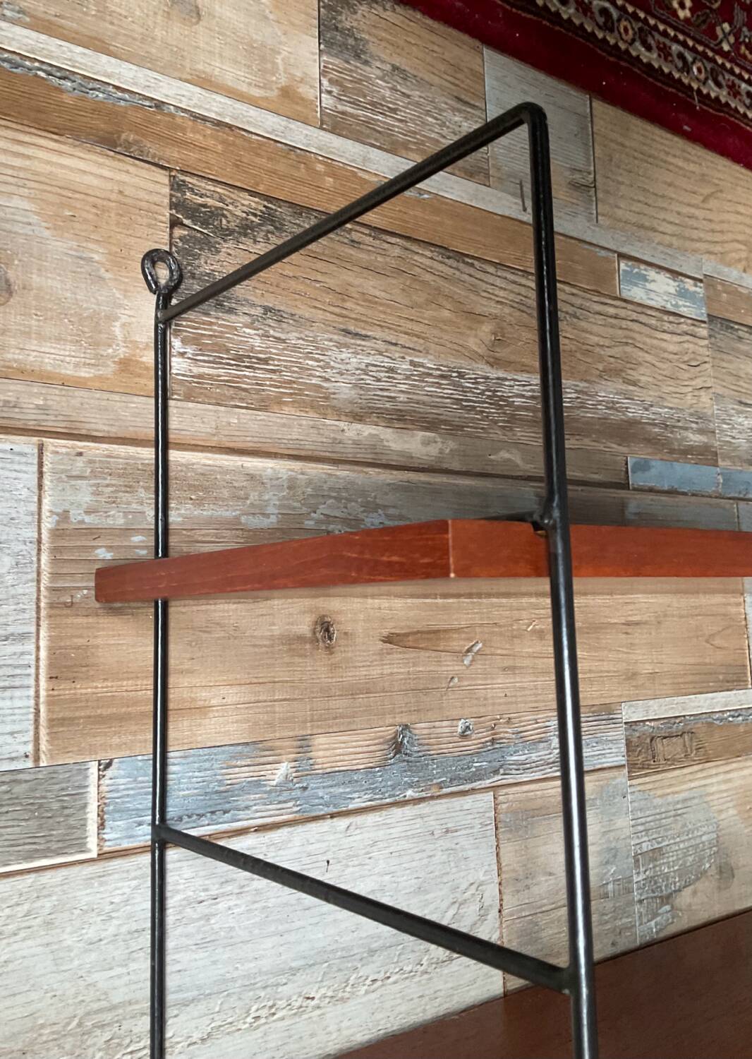Vintage teak and metal shelf from the 60s