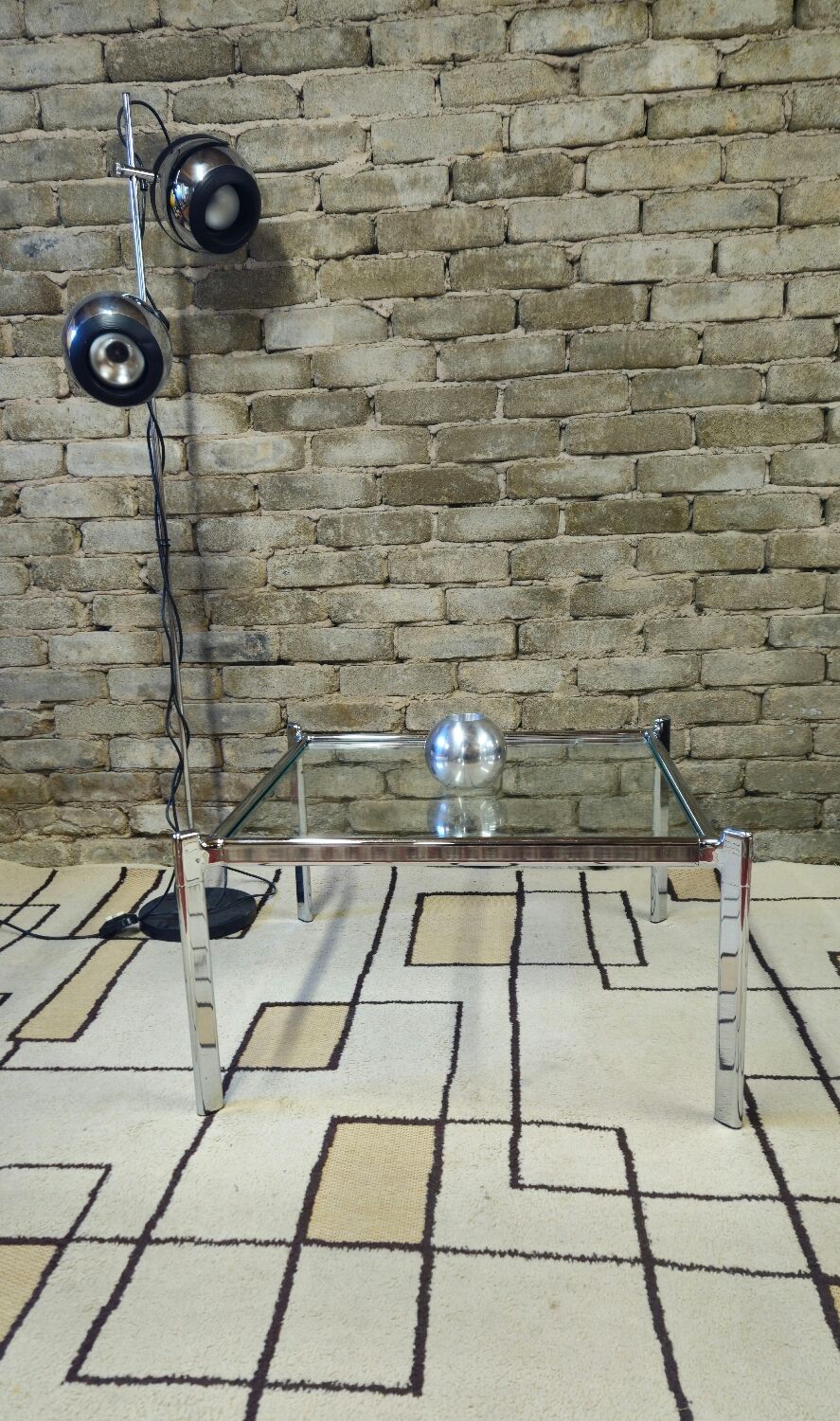 Chrome and glass coffee table, 1970