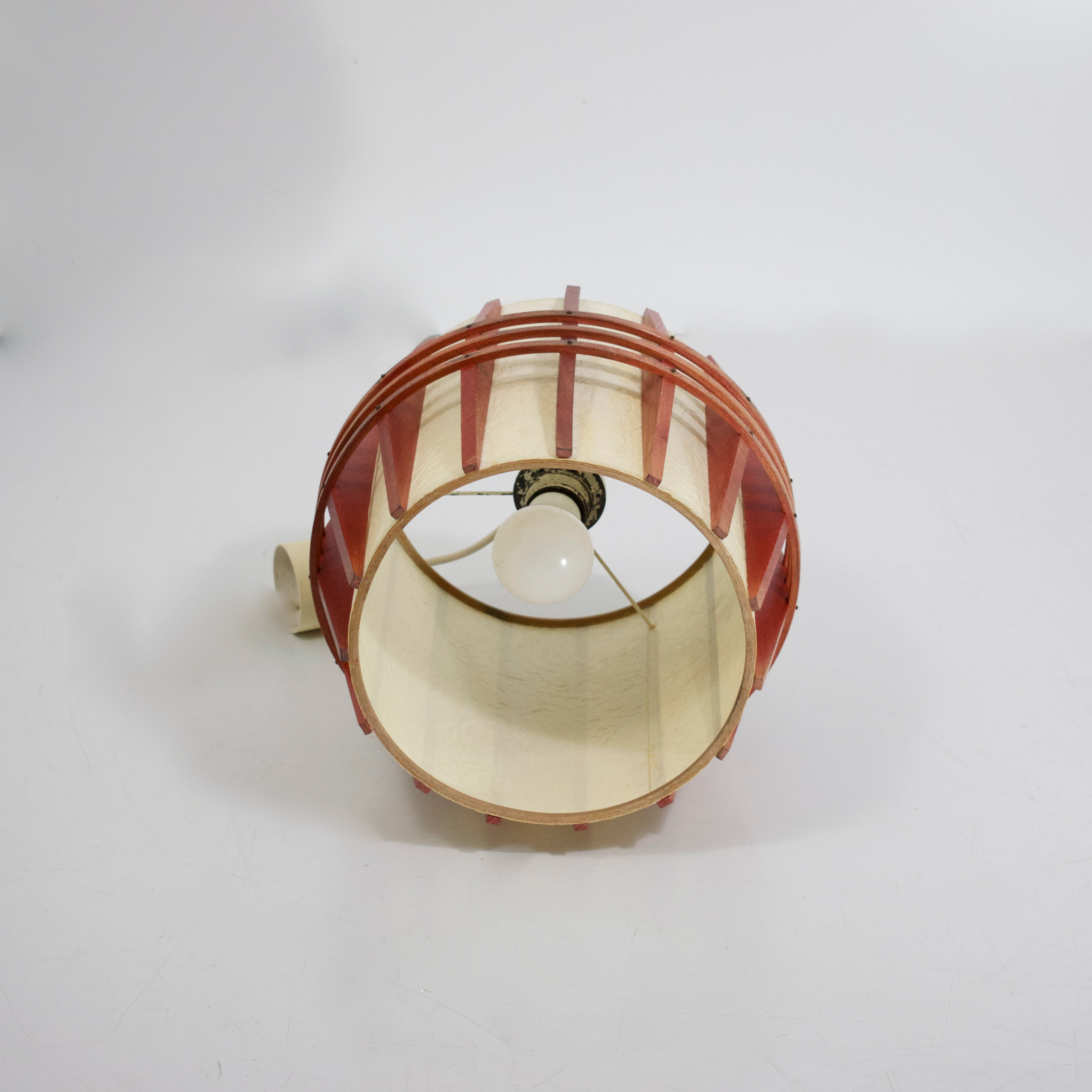 Rhodoid and wood suspension, vintage cocoon, 1960