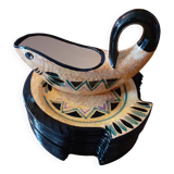 Saint Jean de Bretagne / Service à poissons 13 pièces décor main