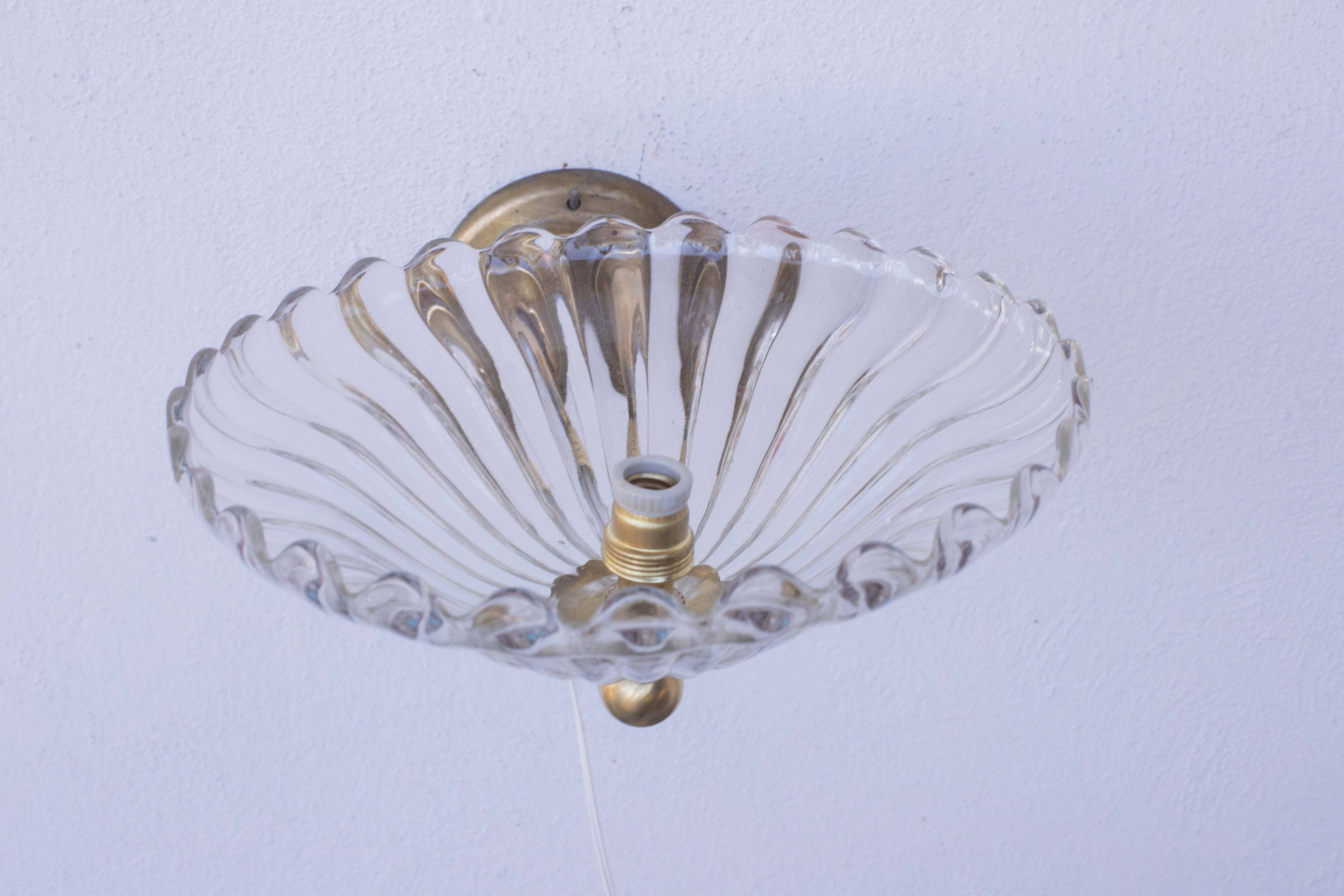 Set of 2 Wall Light Sconces by Barovier & Toso Glass Murano, Italy, 1950