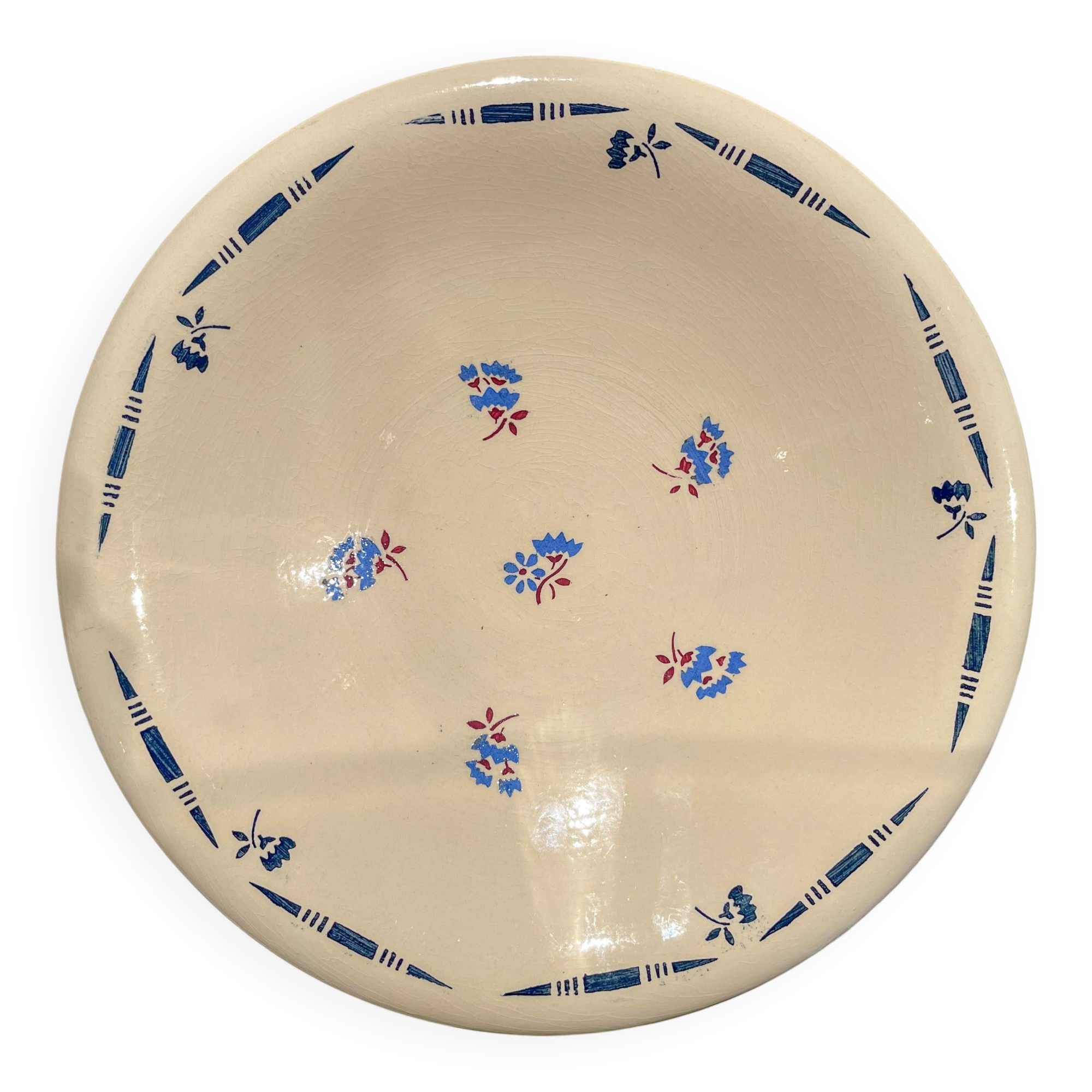 Vintage K&G Luneville "Flore" porcelain deep dish, 1950s, small blue flowers