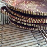 5 flat plates in glazed terracotta