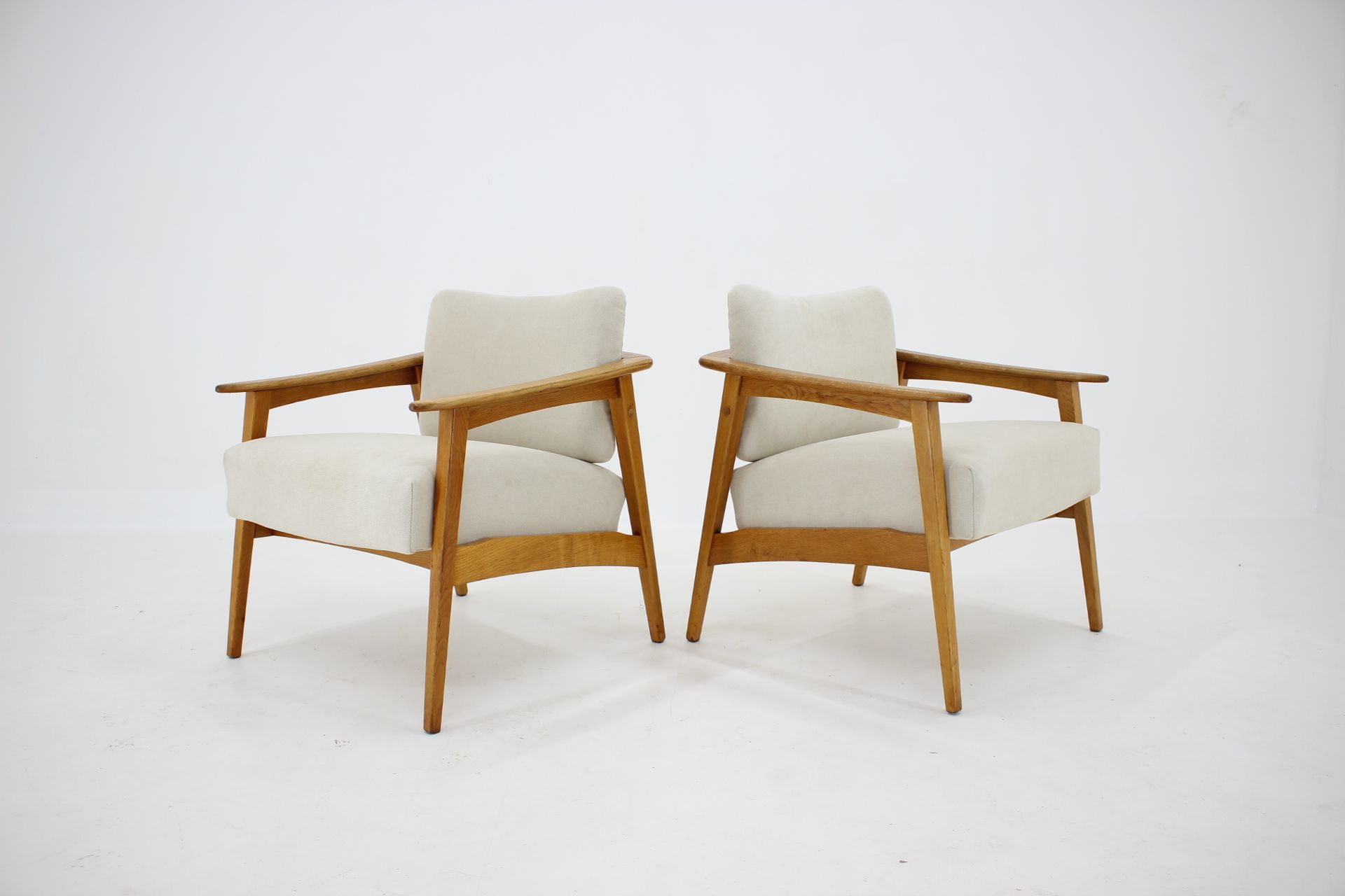 1960s Pair of Oak Armchairs, Czechoslovakia