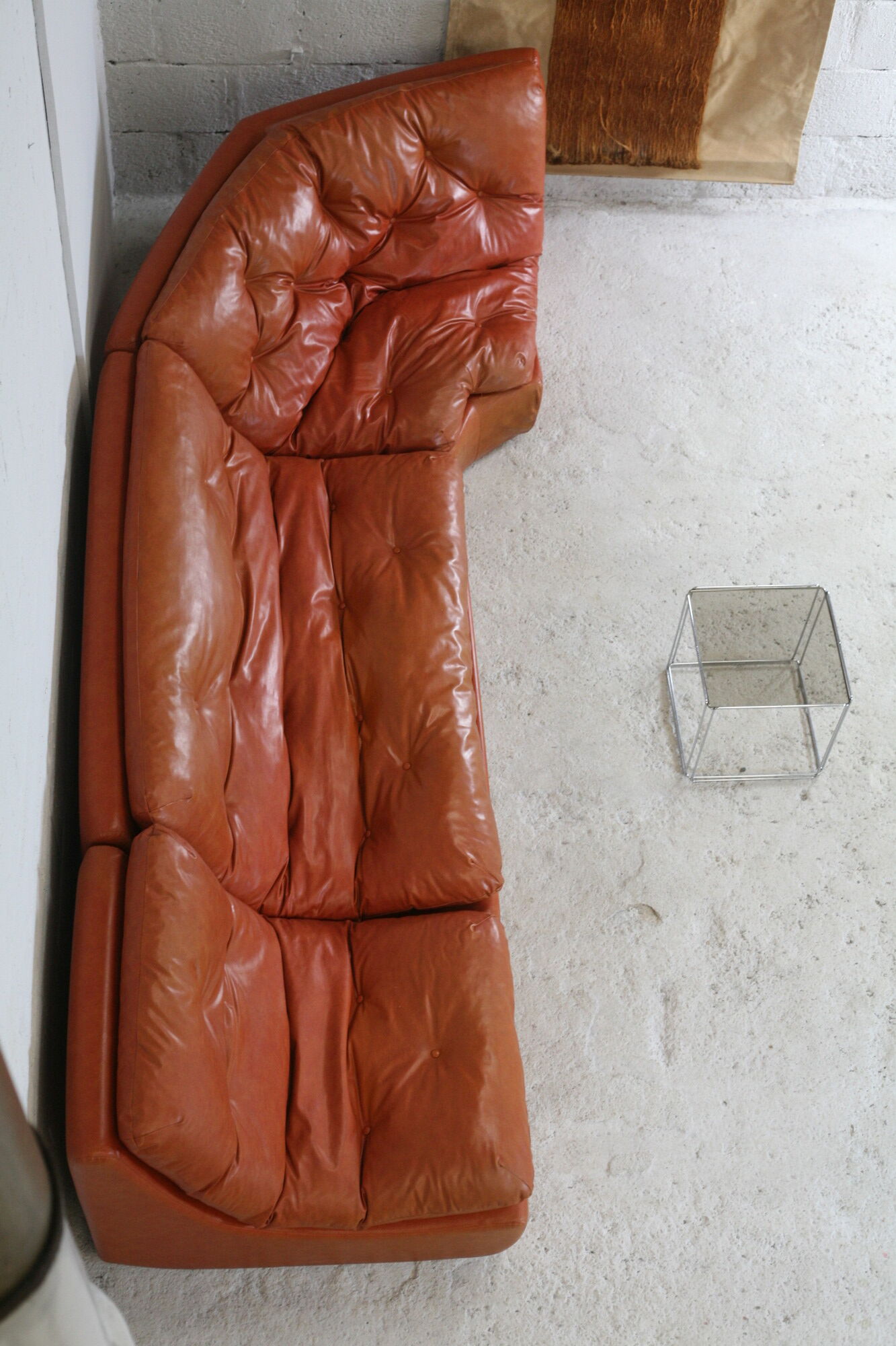 Flexible sofa, orange vinyl and foam, France, circa 1970
