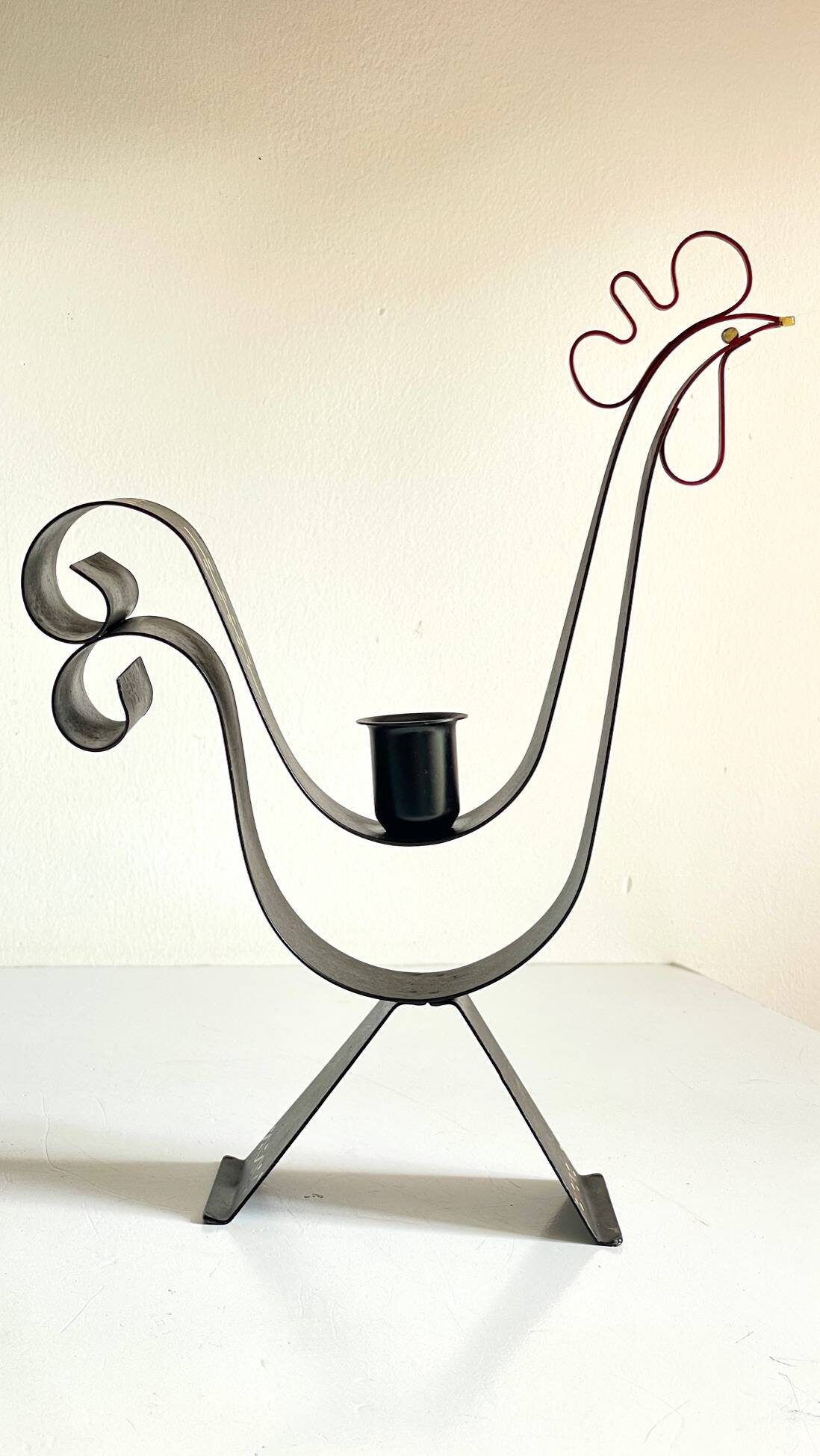 Bougeoir forme coq suède vintage