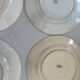 Lot of 6 green ironstone plates, antique French faience.