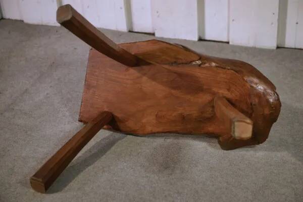 Brutalist oak stool, 1960s