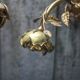 Pair of bronze and gold metal floral wall sconces, flower wall lamp.