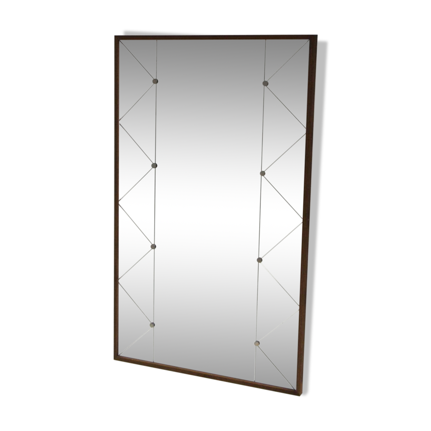Scandinavian teak and metal mirror, Sweden, 1960, 73x117cm