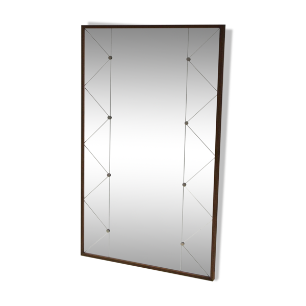 Miroir scandinave en teck et en métal, Suède, 1960, 73x117cm — Beyit