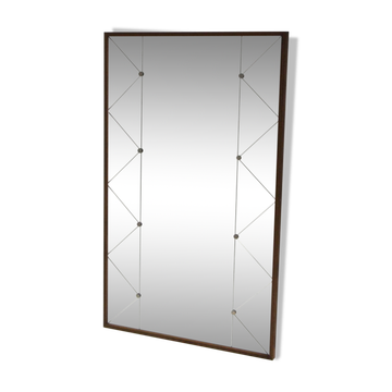 Miroir scandinave en teck et en métal, Suède, 1960, 73x117cm