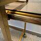Brass rolling trolley with smoked glass from the 70s