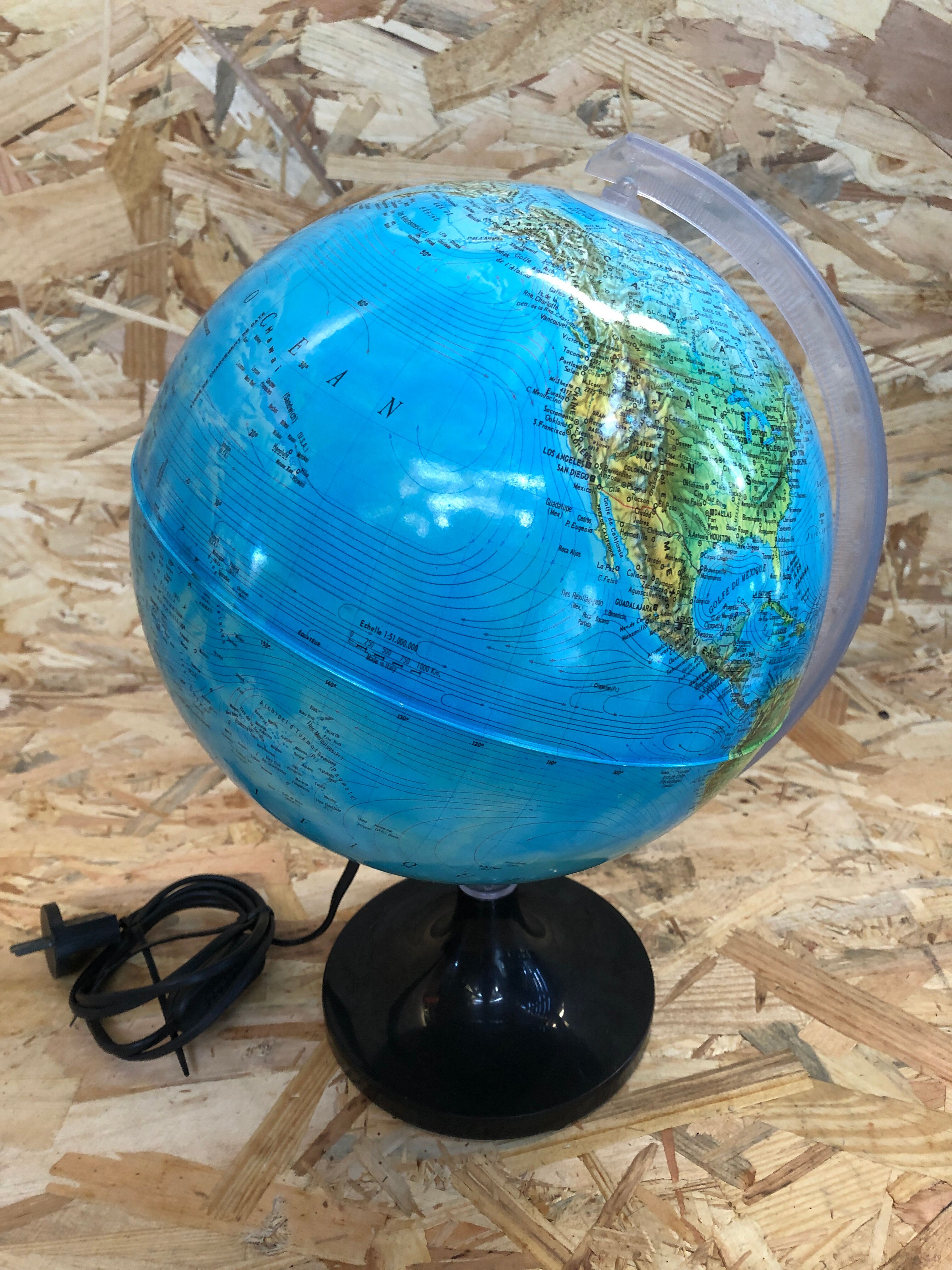 Old globe world map made in vintage Italy