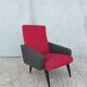 Fauteuil vintage rouge et noir 1960
