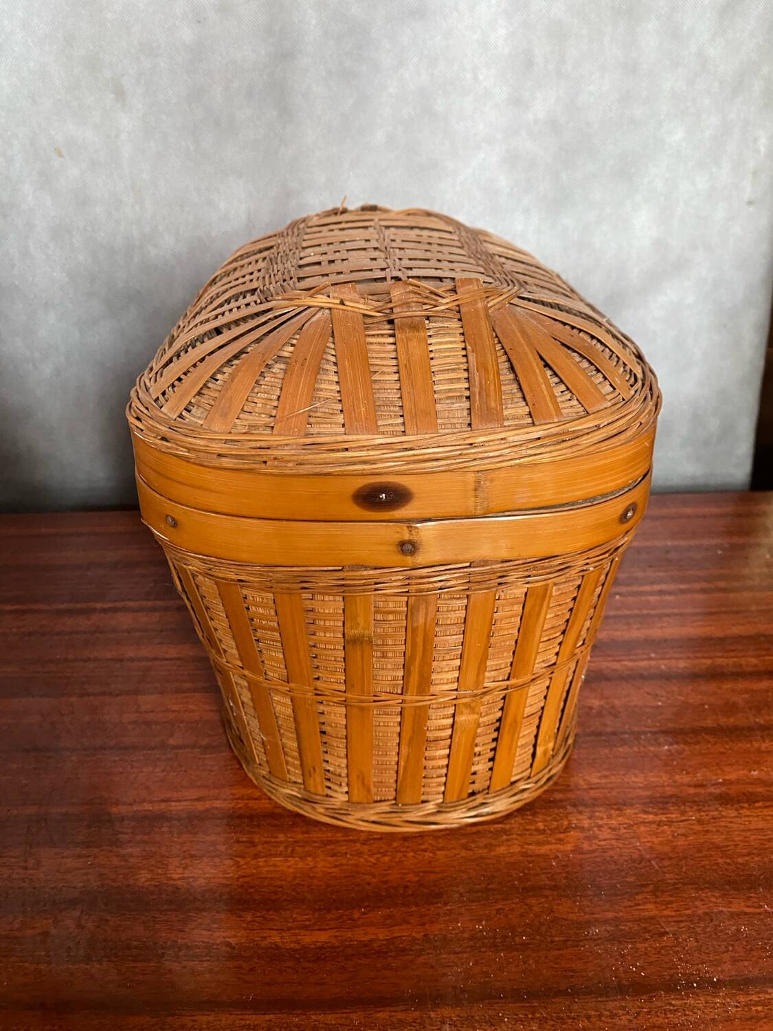 Antique Bressan Basket Fishing Net Wicker Woven Vintage #C072