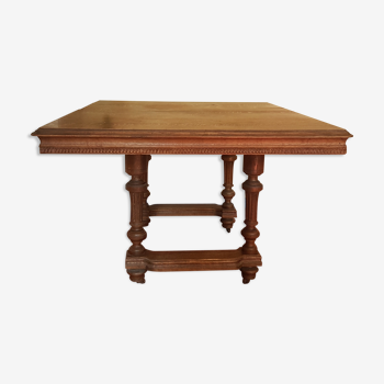 Old dining table with turned feet